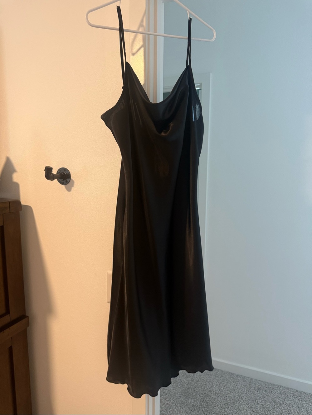 BEBE Slip Midi Dress with Cowl Neck - Black